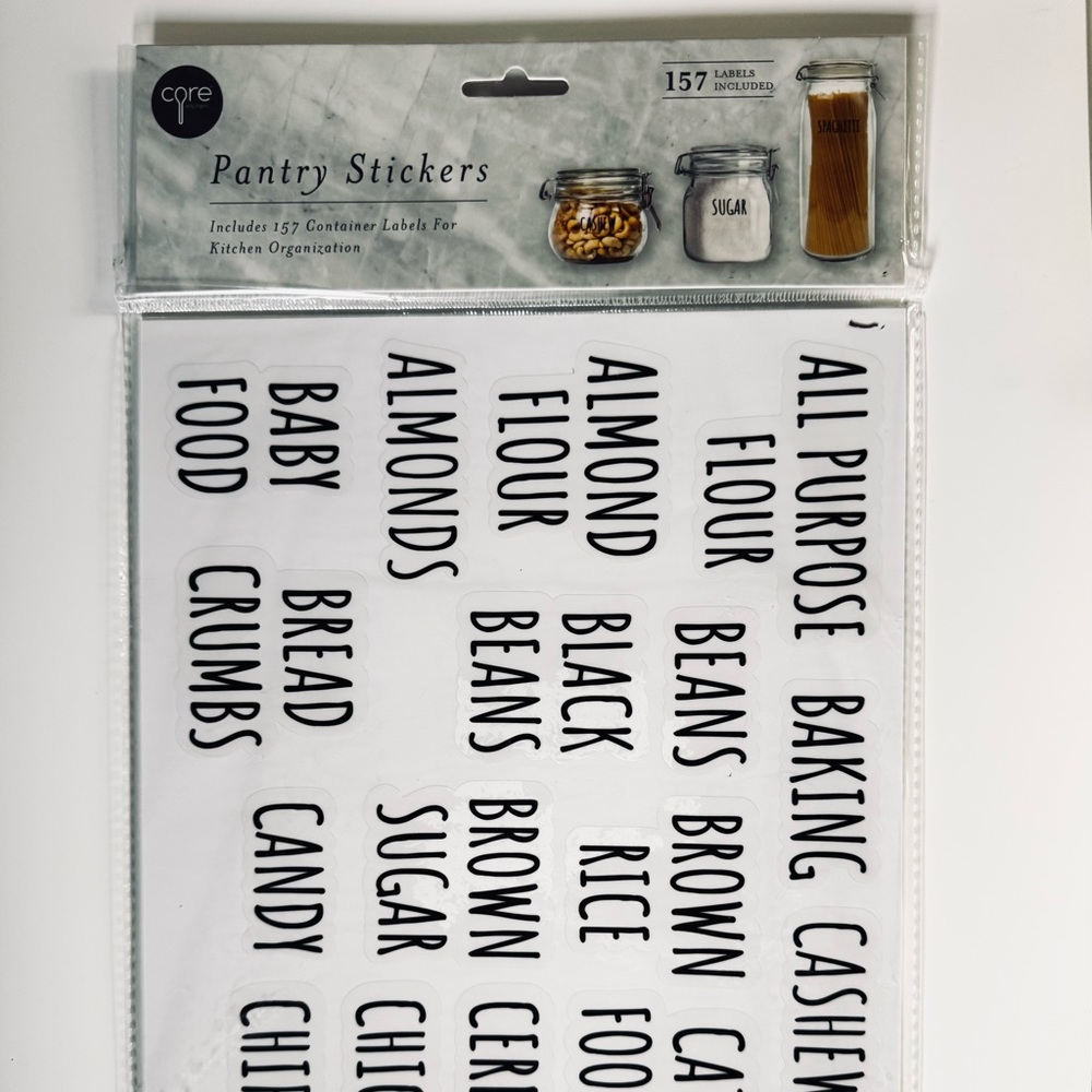 Core Kitchen, Pantry Stickers 157 Container Labels for Kitchen Organization